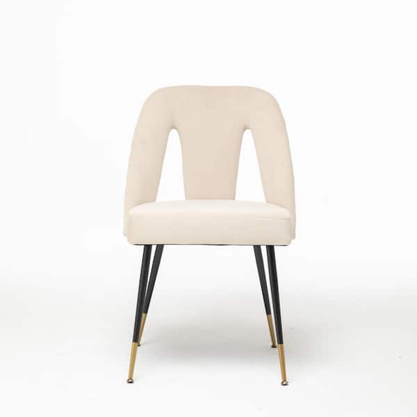 Unbranded Beige Velvet Upholstered Dining Chair with Nail Head (Set of 2)