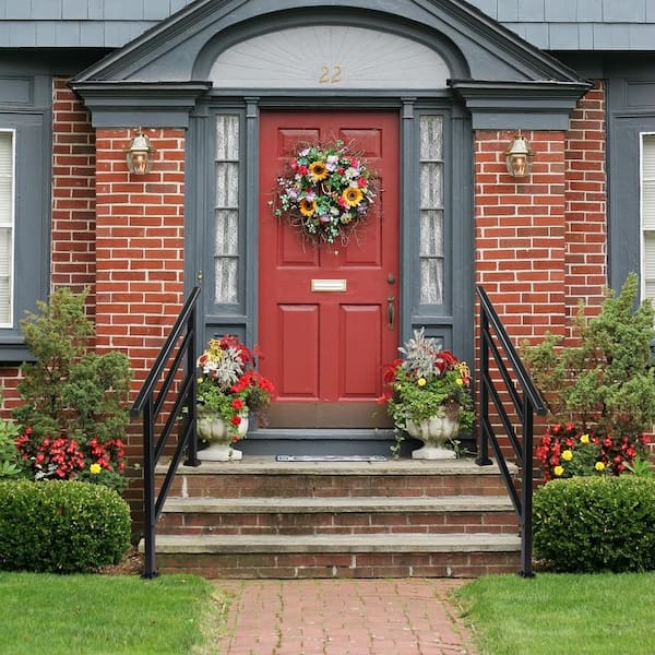 Karl home 38 in. H x 49 in. W Black Iron Stair Railing Kit