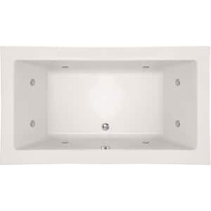 Kayla 74 in. x 42 in. Rectangular Drop-In Air Bathtub with Center Drain in White