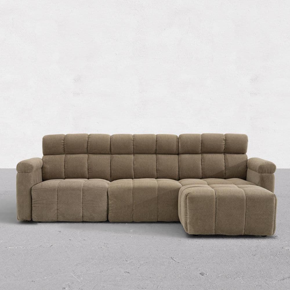 111.4 in. Pillow Arm 4-Piece Chenille L-Shaped Sectional Sofa with Ottoman and Coil Spring Support in Brown price history on PriceWatchPro