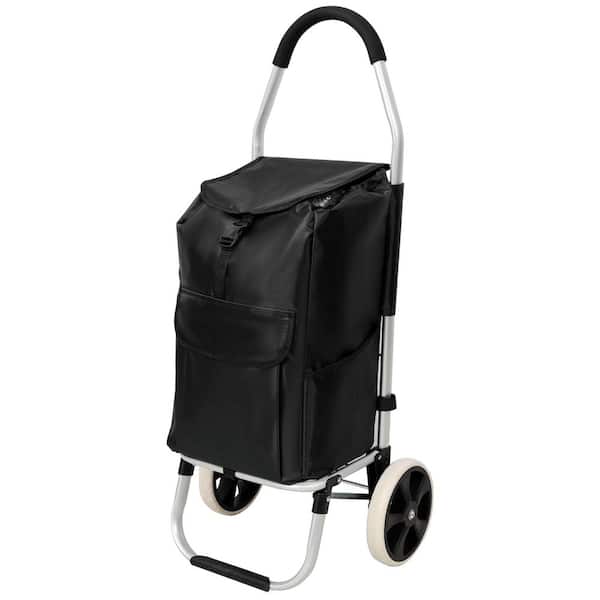 Black Shopping Trolley with Wheels Cleaning Cart