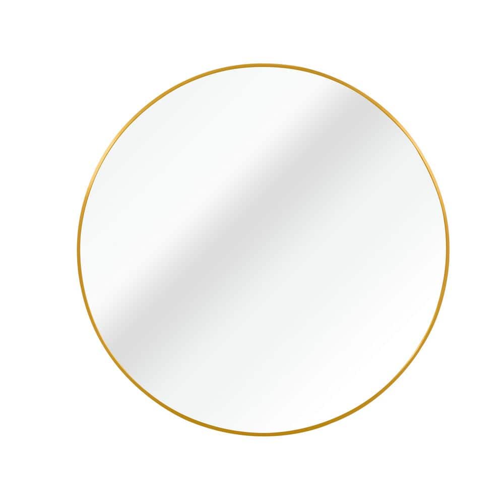 Elegant Gold 36 in. W x 36 in. H Round Aluminum Alloy Framed Wall Mirror, D