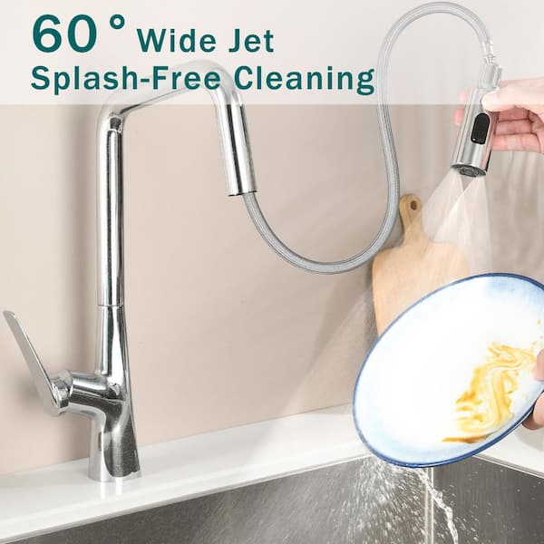 16.7 in. H Pull Down Sprayer Kitchen Faucet with 3 Function in Chrome