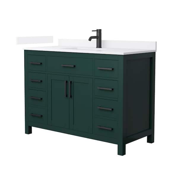 Beckett 48 in. Single Freestanding Green Bath Vanity with White Quartz Top (Assembled)