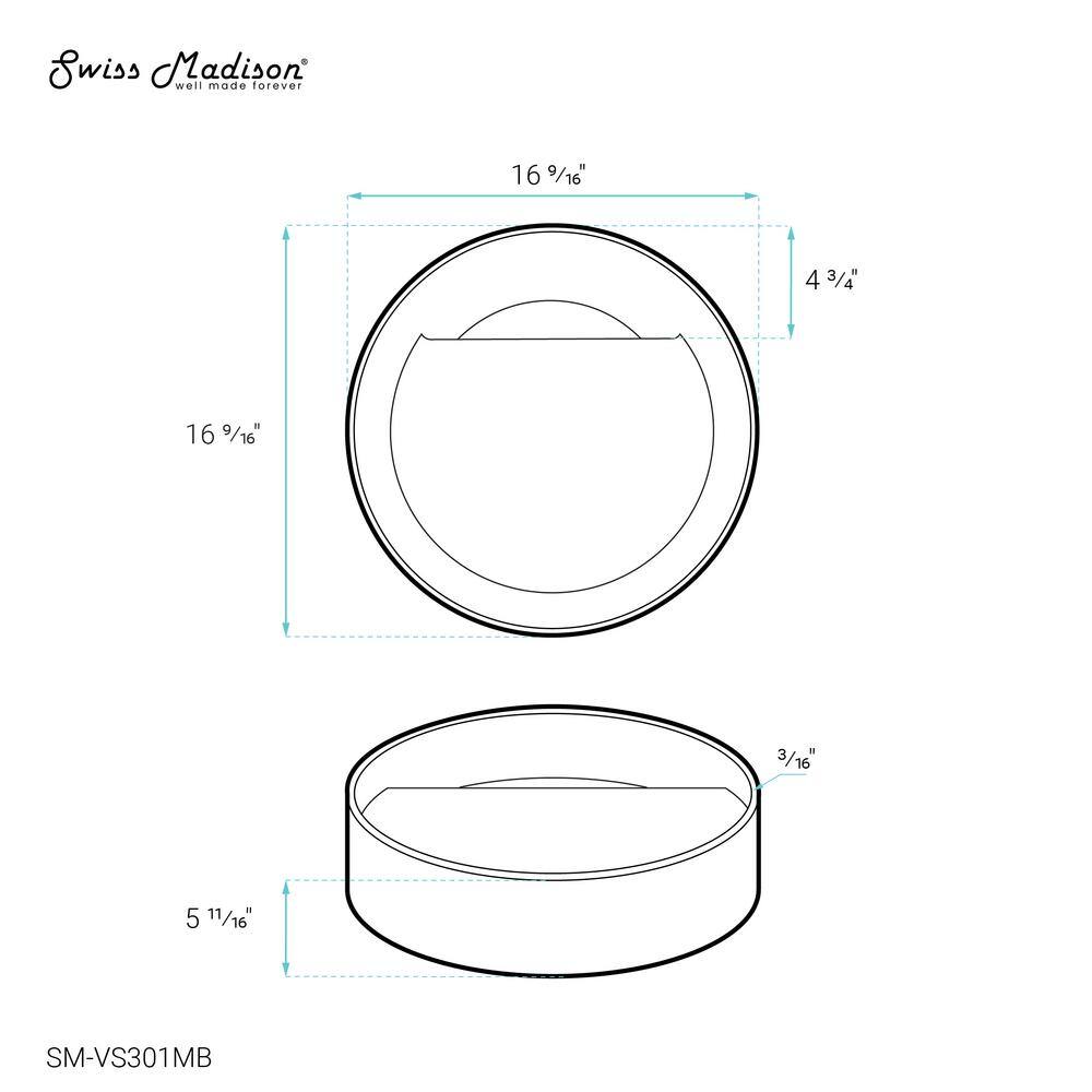 Beau 16.5" Matte Black Round Ceramic Vessel Sink