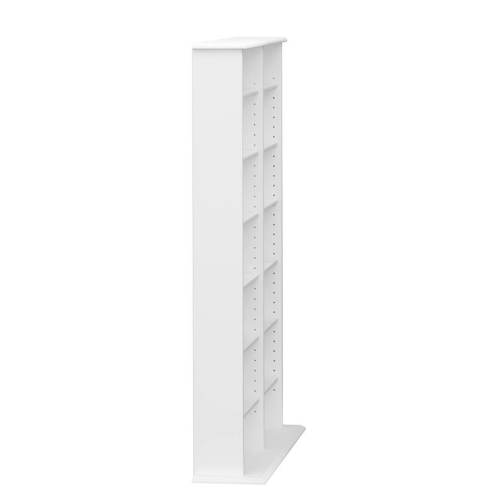 White Double Column Media Storage Cabinet with Adjustable Shelves