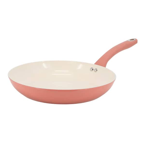 MARTHA STEWART Everyday Rexford 9 .5 Inch Ceramic Nonstick Aluminum Frying Pan in Coral