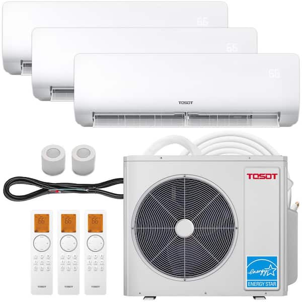 30,000 BTU 3 Zone Ductless Inverter Mini Split AC/Heat Pump, 21 SEER2,230V, Wifi, 16. 4 ft. Line, 9Kx2+12K, Cosmo Series