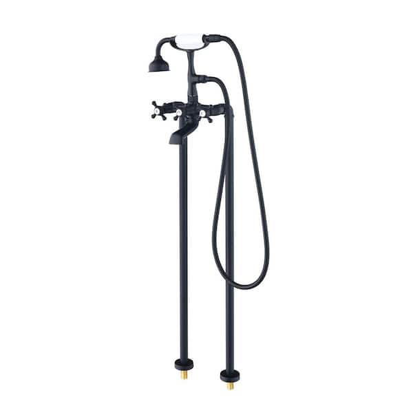 Altair force 3-Handle Claw Foot Tub Faucet with Handshower in Matte Black
