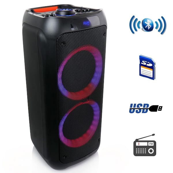 Rondsel Wasserette Uitroepteken BEFREE SOUND Dual 8 in. Bluetooth Wireless Speaker with Reactive Lights  985114895M - The Home Depot