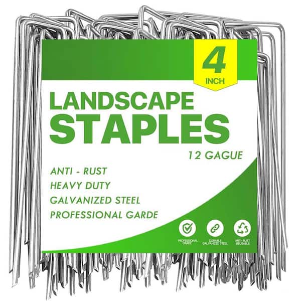 4 in. Galvanized Landscape Staples, 50-Pack Heavy Duty Garden Pins for Fences, Lawns, and Weed Barriers