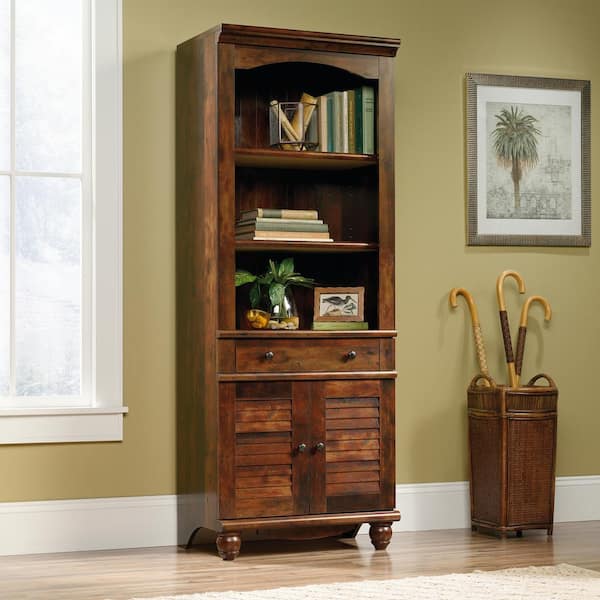 SAUDER 72.244 in. Cherry Wood 5-shelf Standard Bookcase with Adjustable Shelves