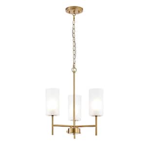 Florabelle 3LT Chandelier modern aged brass finish with glass shades