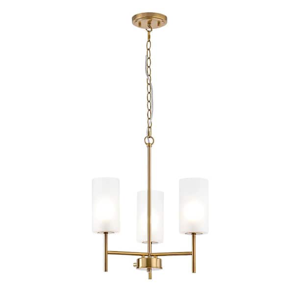 Home Decorators Collection Florabelle 3LT Chandelier modern aged brass finish with glass shades