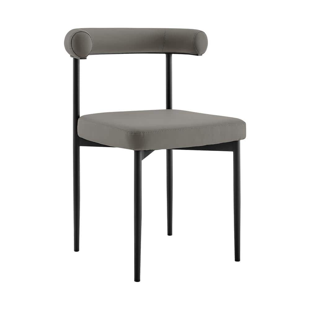 Shannon Gray Faux Leather and Metal Dining Chairs Set of 2