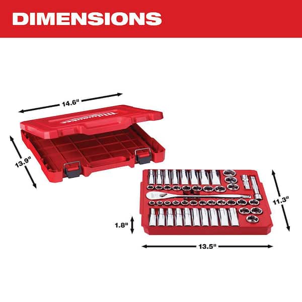 Milwaukee - 1/2 in. Drive SAE/Metric Ratchet and Socket Mechanics Tool Set (47-Piece)