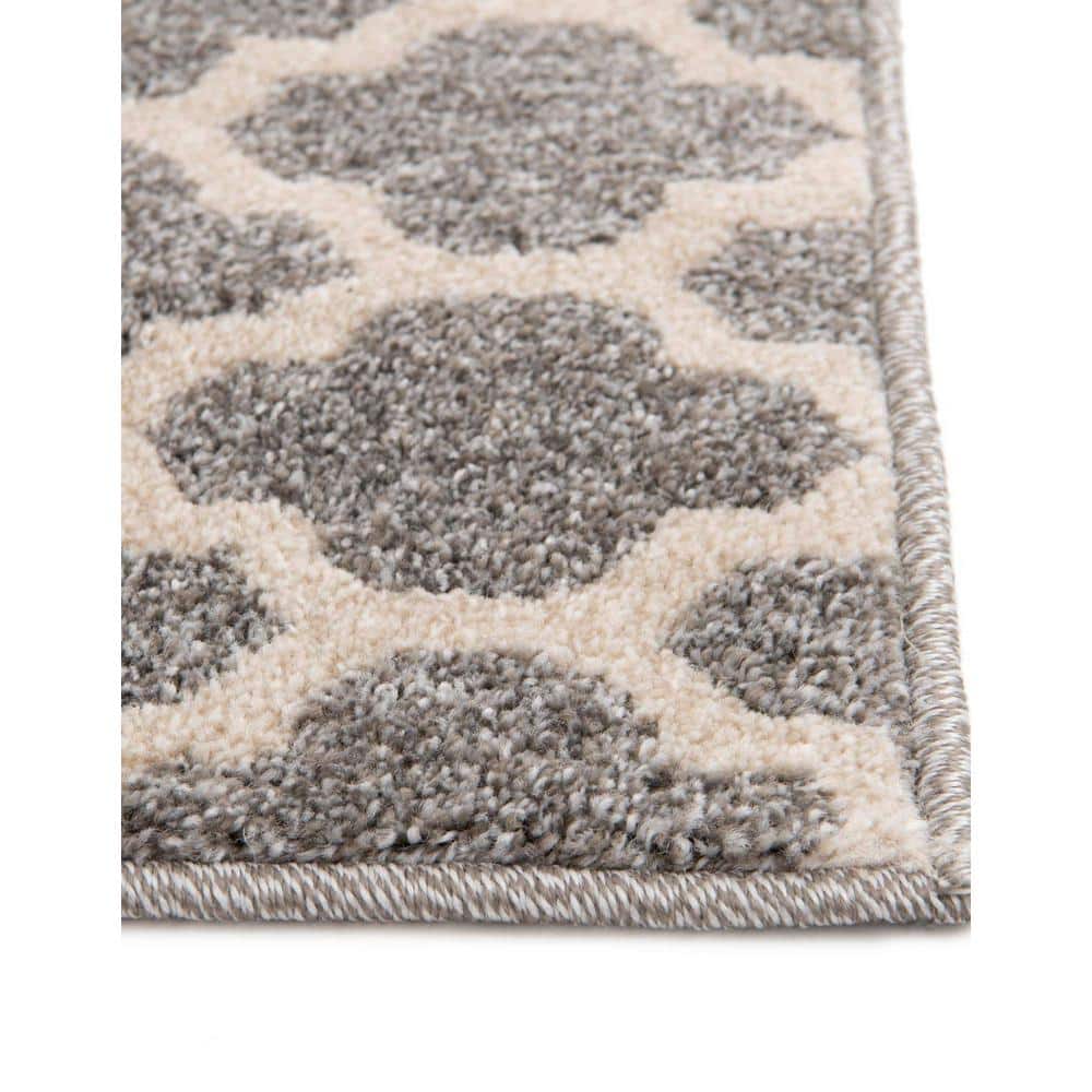 8' x 8' Dark Gray Trellis Square Area Rug