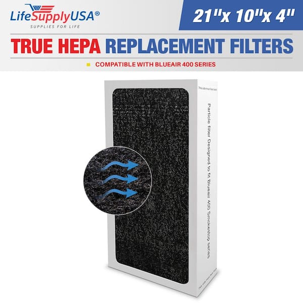 LifeSupplyUSA True HEPA Filter Replacement Purifier Compatible with Blueair 400-Series 400PF 401 401PF 410B 402 403 410 450E 455 455EB