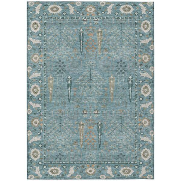 Chantille Machine Washable Indoor/Outdoor Abstract ACN2819 Teal 5 ft. x 7 ft. 6 in. Area Rug