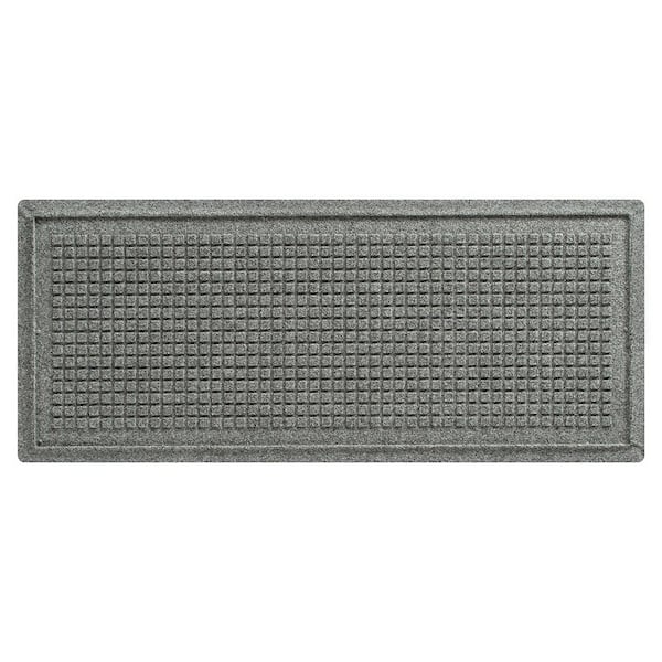 Bungalow Flooring Waterhog Squares 15 in. x 36 in. PET Polyester Indoor Outdoor Boot Tray Medium Gray