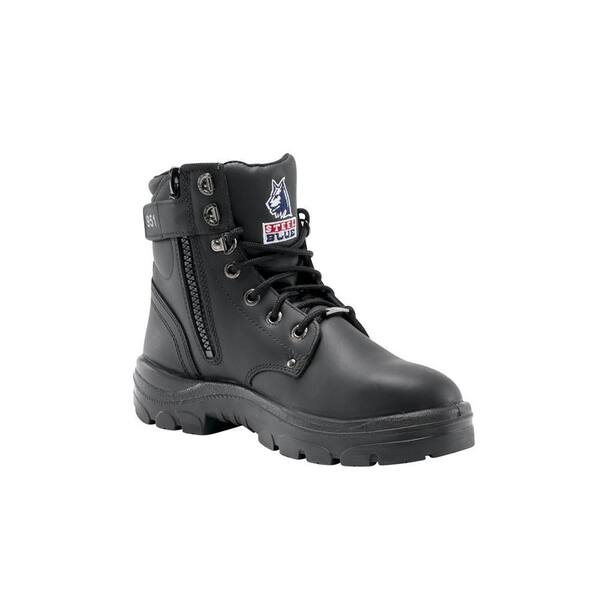 STEEL BLUE Men's Argyle Zip 6 inch Lace Up Work Boots - Steel Toe - Black Size 8.5(W)