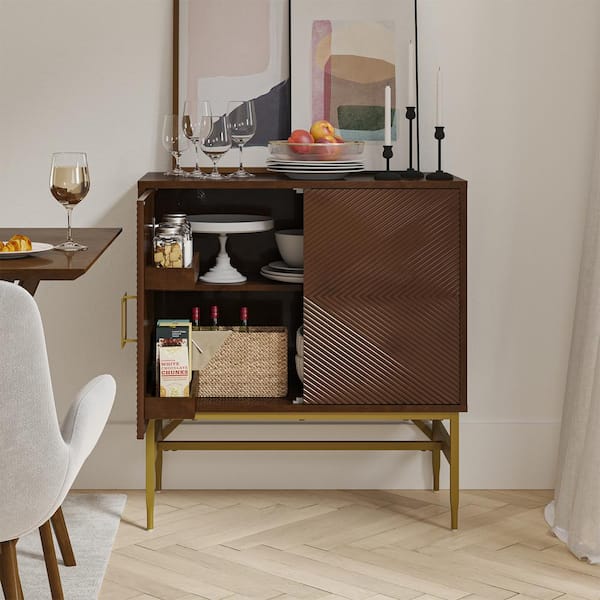 walnut JAYDEN CREATION Zacharias Walnut 34 in. Tall 2 - Door Modern