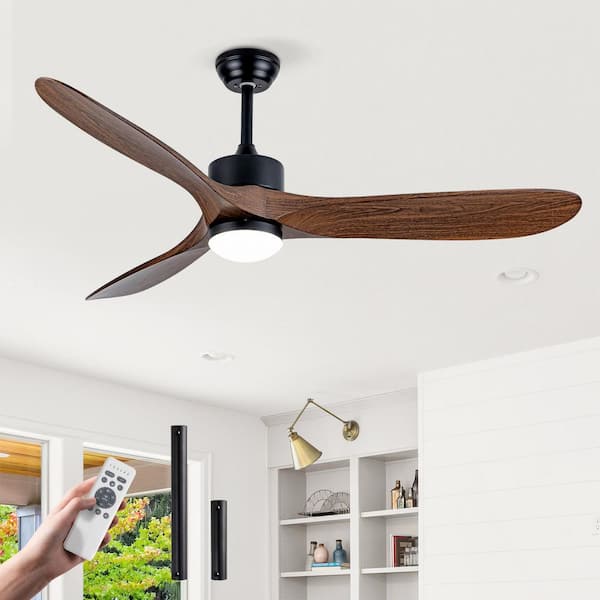 60 in. Black 3 ABS Blades Downrod Standard Ceiling Fan with Dimmable LED Light and Remote Control for Any Room