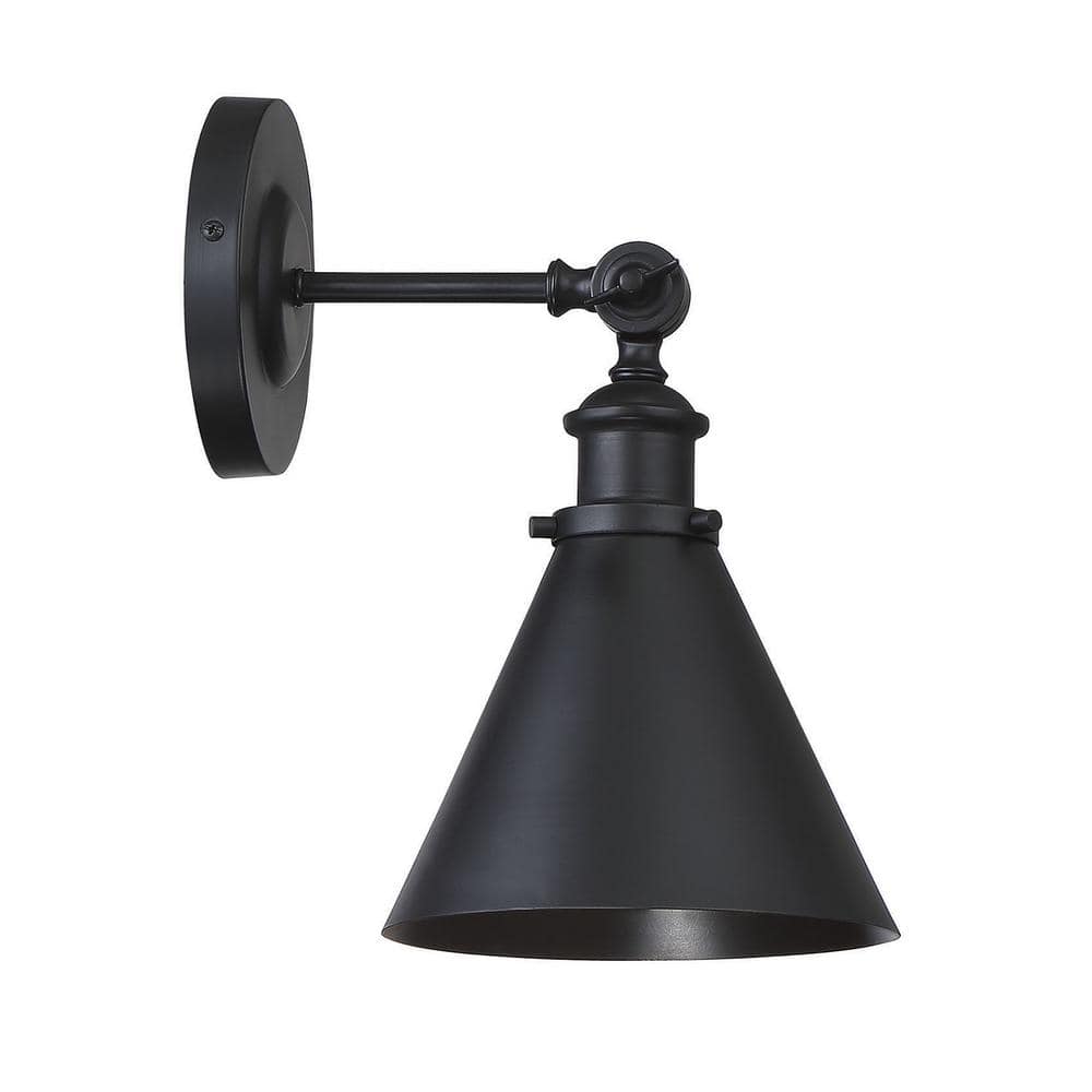 Glenn Matte Black Adjustable Cone Shade Wall Sconce
