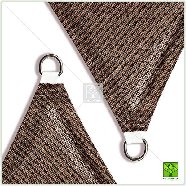 Colourtree Beige Triangle Shade Sail 10'x10'x14' - UV Resistant Sun Canopy For Patio & Carport