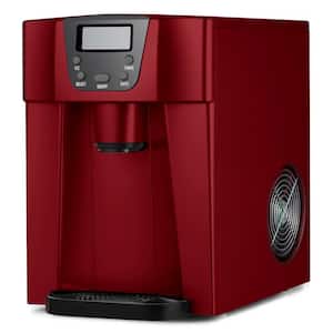 10 in. 44 lbs. Portable Ice Maker in Red, 2 Size Nugget Ice and Bullet Ice, Auto Shut-Down, Also for Water Dispenser