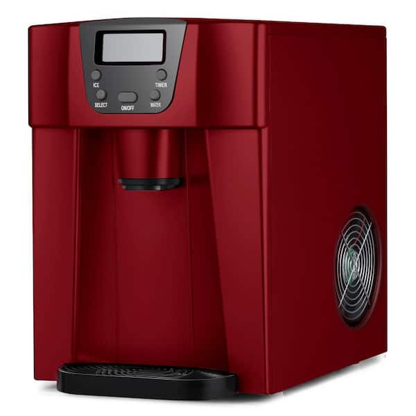JEREMY CASS 10 in. 44 lbs. Portable Ice Maker in Red, 2 Size Nugget Ice and Bullet Ice, Auto Shut-Down, Also for Water Dispenser