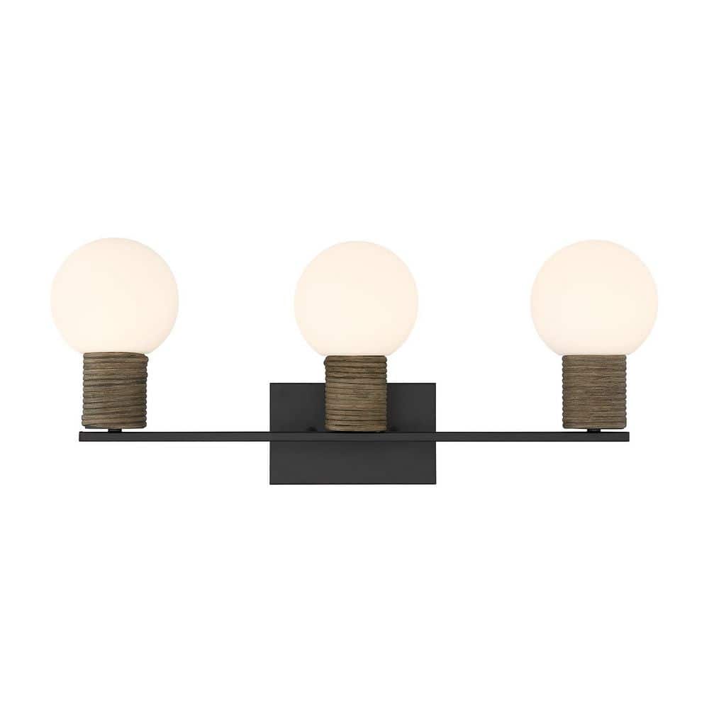 Jarrell 24 in. W x 10 in. H 3-Light Matte Black Modern Bathroom Vanity Light with White Opal Glass Shades price history on PriceWatchPro