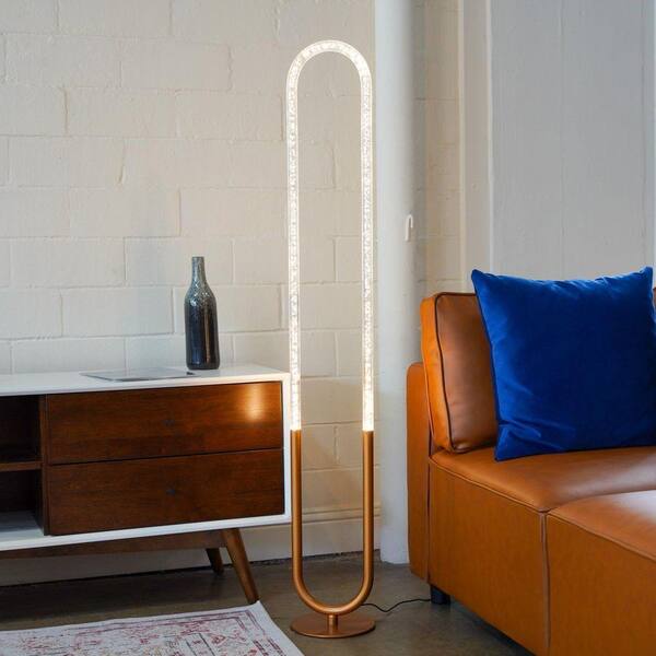 Jushua 60 in. H Bronze LED Arc Standing Light Floor Lamp with Gold