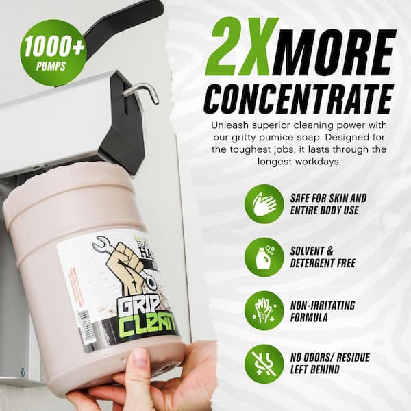 GRIP CLEAN Wall Mounted Soap Dispenser Kit - 2 Gal. + Stainless