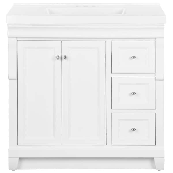 Home Decorators Collection Naples 37 in. Single Sink White Bath Vanity with White Cultured Marble Top (Assembled)