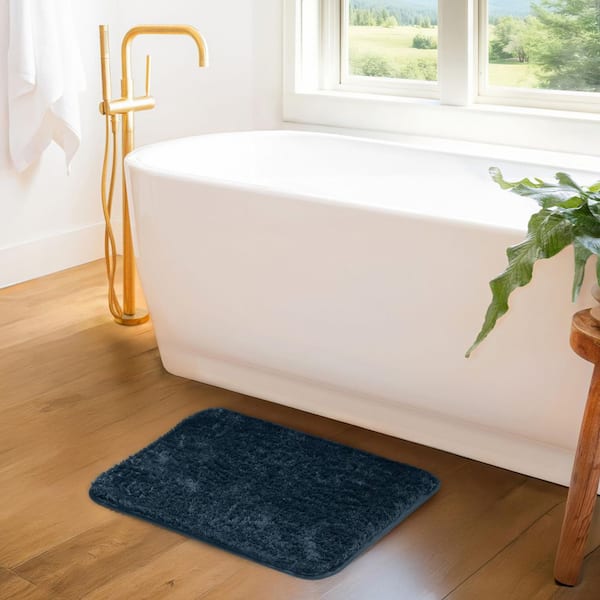 Ultra Soft 24 in. x 17 in. Navy Plush Bath Mat