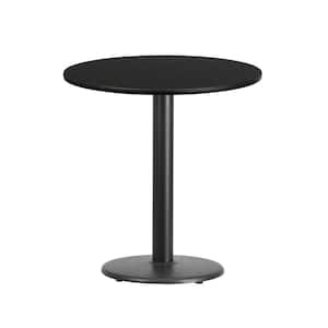 24 in. Round Black Laminate Table Top with 18 in. Round Table Height Base