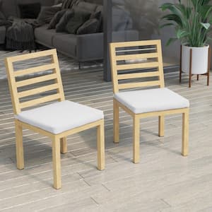 Cushioned Aluminum Outdoor Dining Chair with White Cushions (Set of 2)