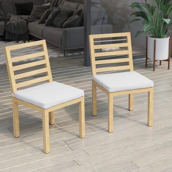 TK CLASSICS Cushioned Aluminum Outdoor Dining Chair with White Cushions (Set of 2)