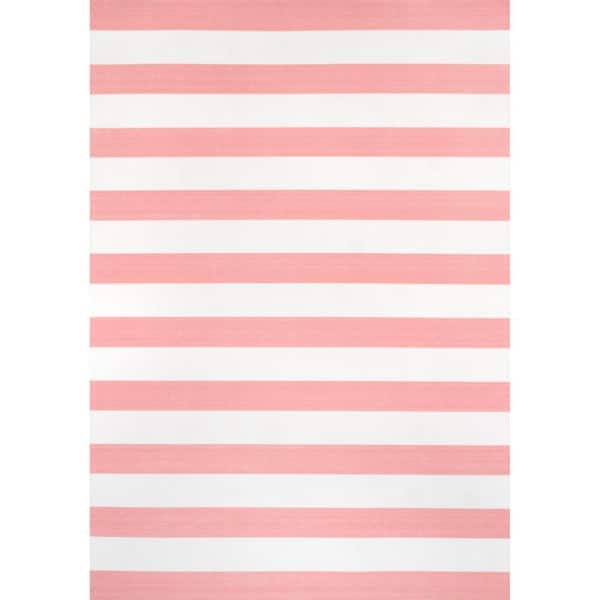 nuLOOM Christa Striped Pink 9 ft. x 12 ft. Indoor/Outdoor Area Rug