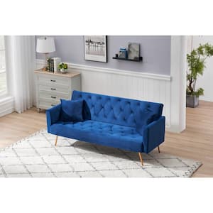 Blue Futon Variable Bed Multi Functional Folding Sofa