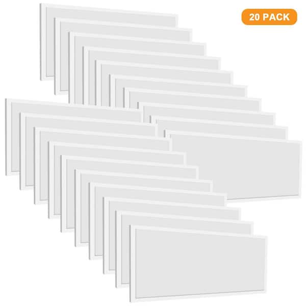 20-Pack 2 x 4 ft. White 50-Watt 5500 Lumen Integrated LED Flat Panel Light 3500/4000/5000K Selectable 0-10-Volt Dimmable