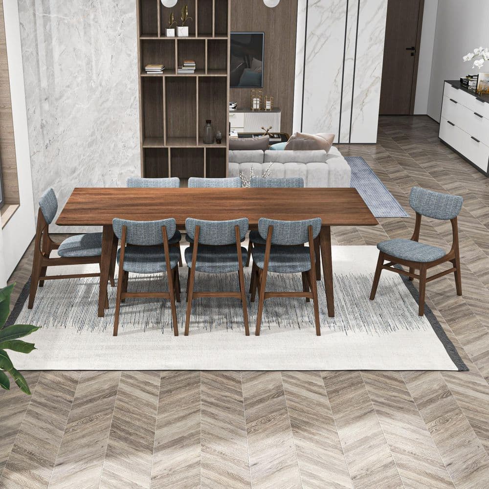 Walnut Brown Mid-Century Modern Rectangular Dining Table