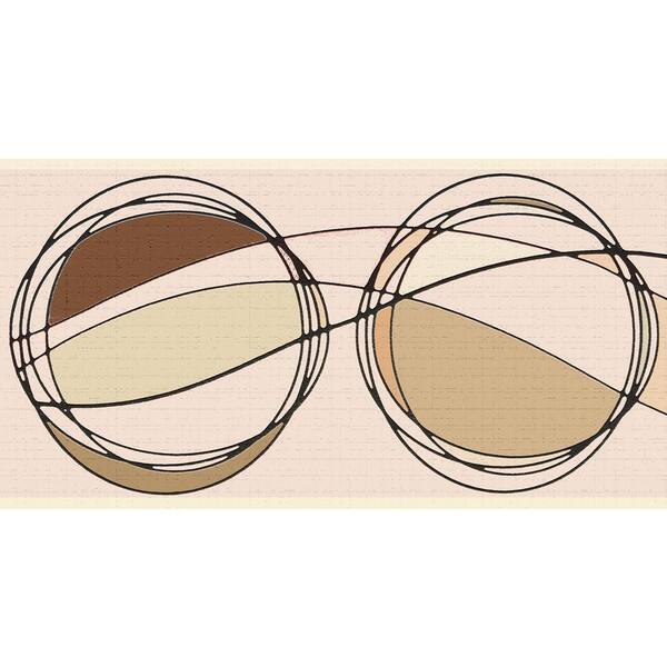 Dundee Deco Falkirk Dandy II Brown Beige Circles Abstract Peel and Stick Wallpaper Border