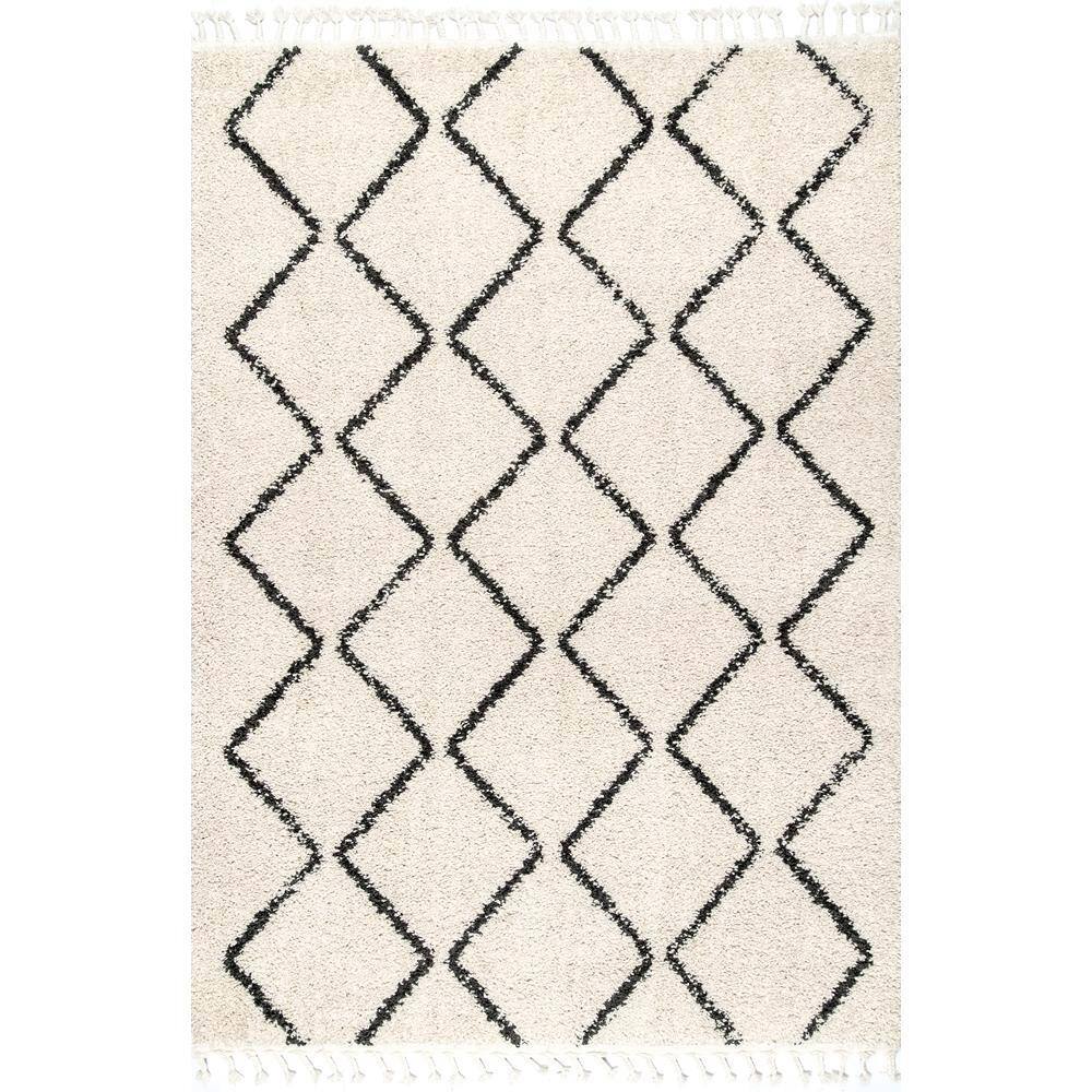 nuLOOM Michelle Diamond Trellis Tassel OffWhite 8 ft. x 10 ft. Area