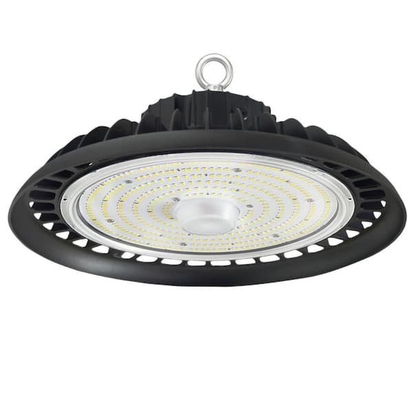 11 in. 600-Watt Equivalent Integrated Black LED UFO High Bay Light 24000 Lumens 5000K IP65 Waterproof (1-Pack)