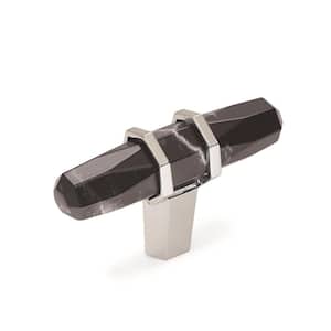 Carrione 2-1/2 in. (64 mm) L Marble Black/Polished Nickel T-Shaped Cabinet Knob
