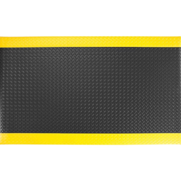 Diamond Soft Black/Yellow 36 in. x 60 in. Foam Safety Mat