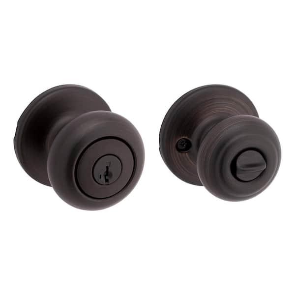 Kwikset Cove Venetian Bronze Keyed Entry Door Knob featuring SmartKey Security and Microban Technology