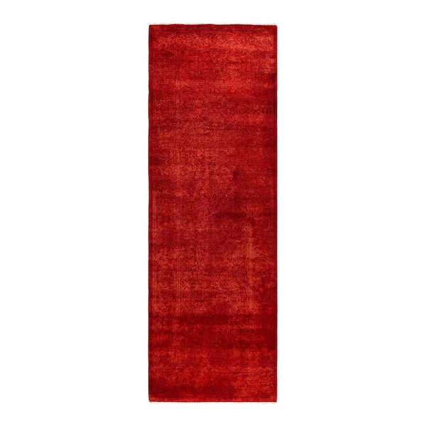 Overdyed Orange 3 ft. x 8 ft. Solid Wool Indoor Runner Rug